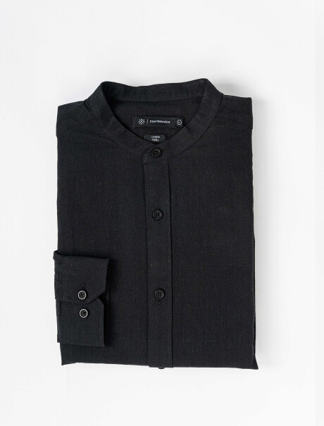 Camisa m/l efecto lino negro