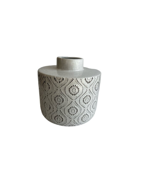 FLORERO ÉTNICO CERÁMICA 17X17X15.5CM BLANCO FLORERO ÉTNICO CERÁMICA 17X17X15.5CM BLANCO