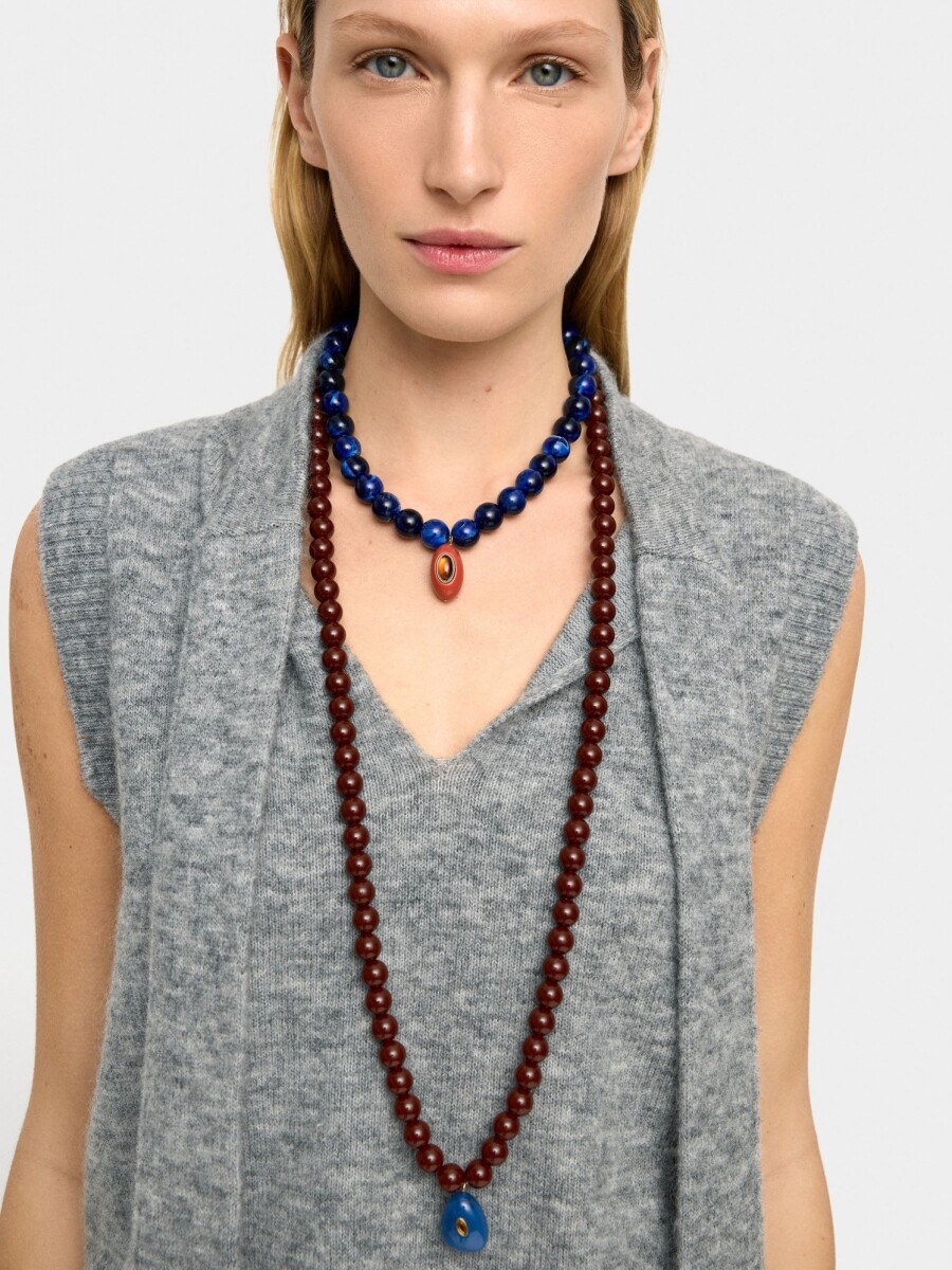Collar Corto De Cuentas Con Colgante multicolor