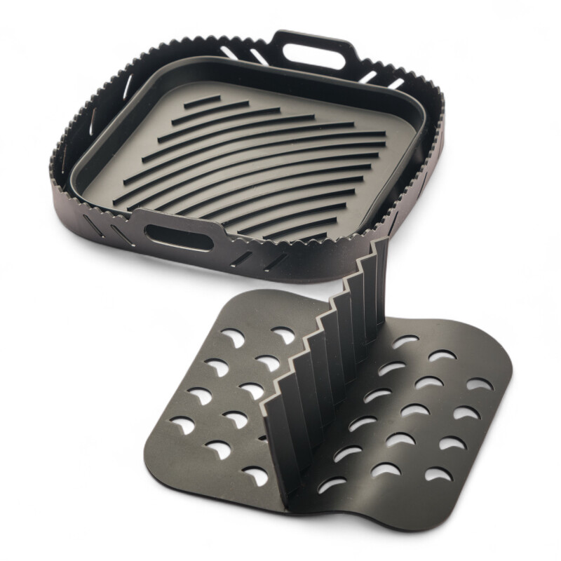 Bandeja Silicona Airfryer con fondo desmontable cuadrada 21x21x7,9 cm Sin Color