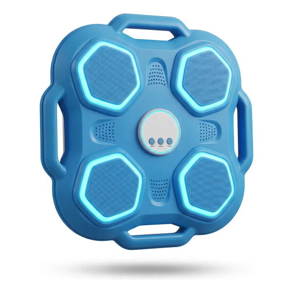 Maquina de boxeo con bluetooth, luces led y guantes. Azul