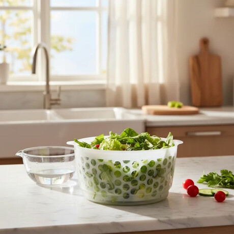 Secador Escurridor Colador Plástico de Vegetales Alimentos Blanco