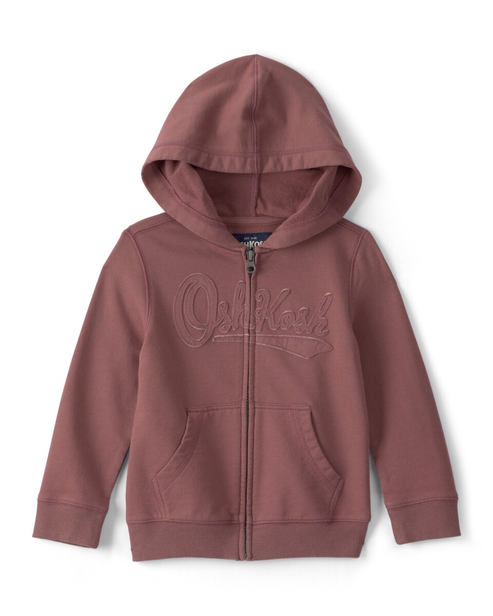 Campera de algodón, marrón, con capucha y logo 
