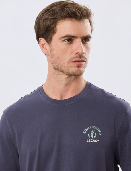 REMERA ESTAMPADA DE ALGODÓN Azul