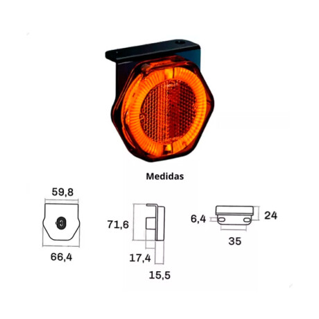 FAROL - LATERAL AMBAR HEXAGONAL C/SOPORTE - FAROL - LATERAL AMBAR HEXAGONAL C/SOPORTE -