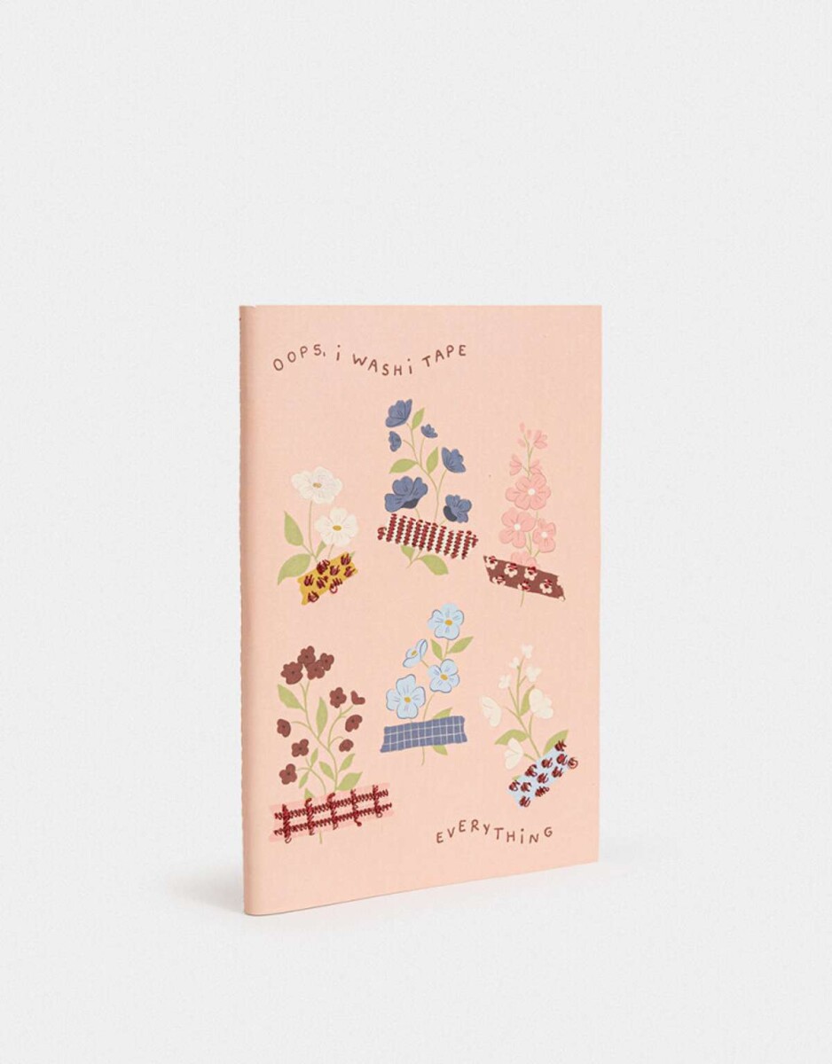 Cuaderno A5 Tapa Blanda Encuadernado Con Bordados - Rosa Claro 