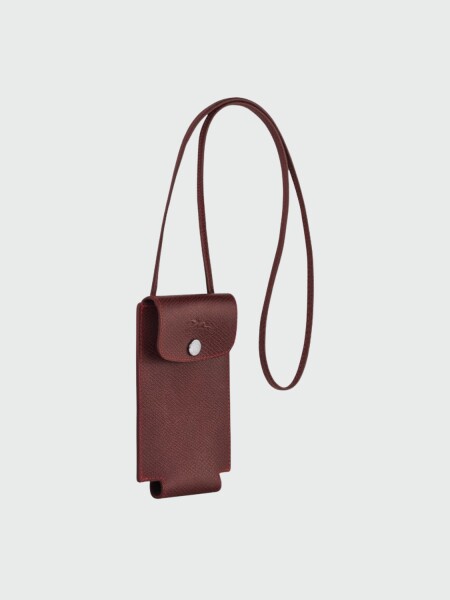 Longchamp -Tarjetero y portacelular de cuero, Le pliage Bordó