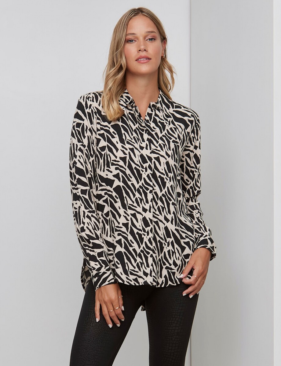 Camisa Animal Print - Negro/beige 