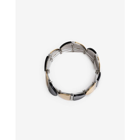 Pulsera Elástica Metal Y Resina Combinacion Bicolor