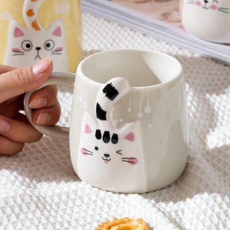 Taza De Cerámica De Diseño Gatito Gris