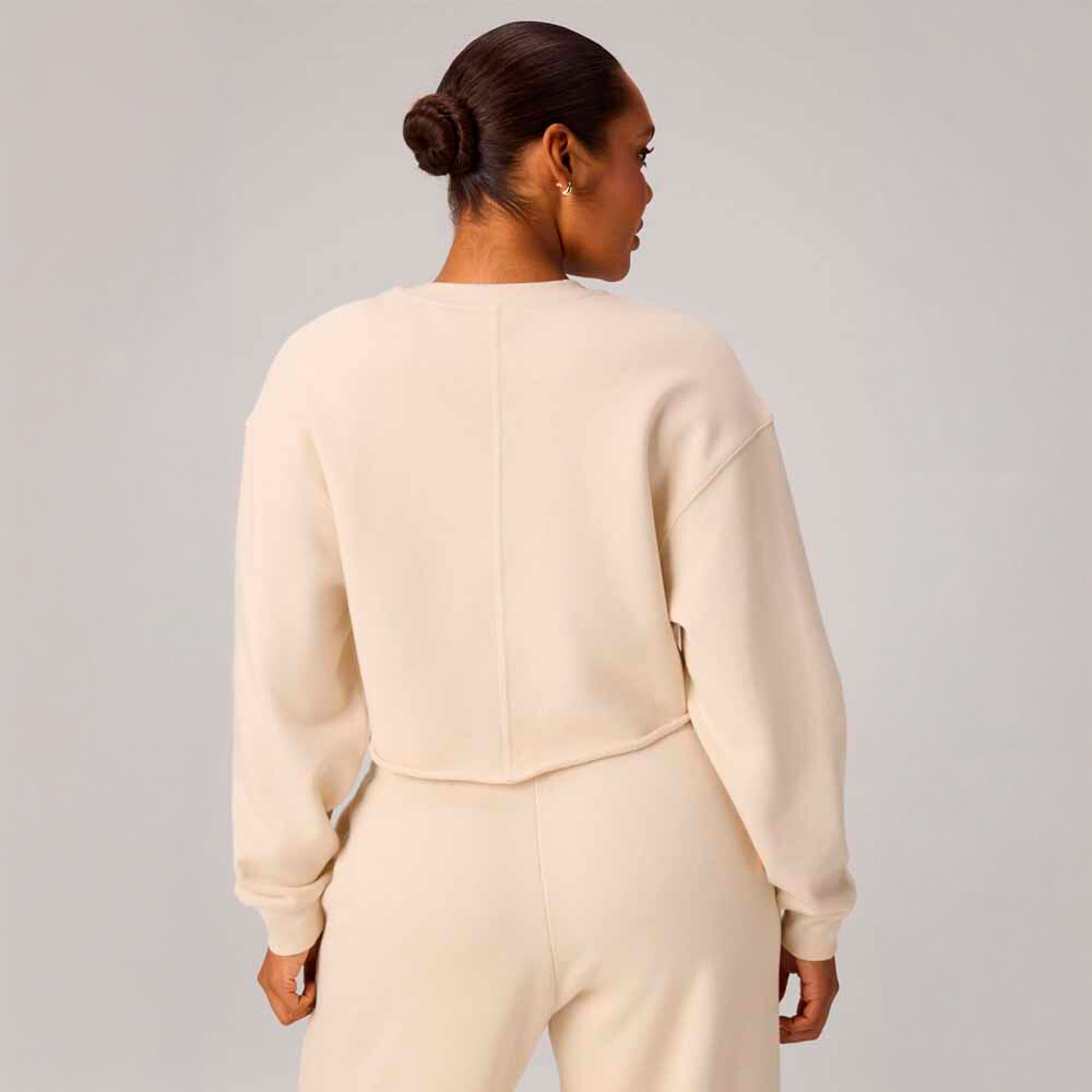 Polera Heavy Terry Cropped Pullover Mujer Almond Milk
