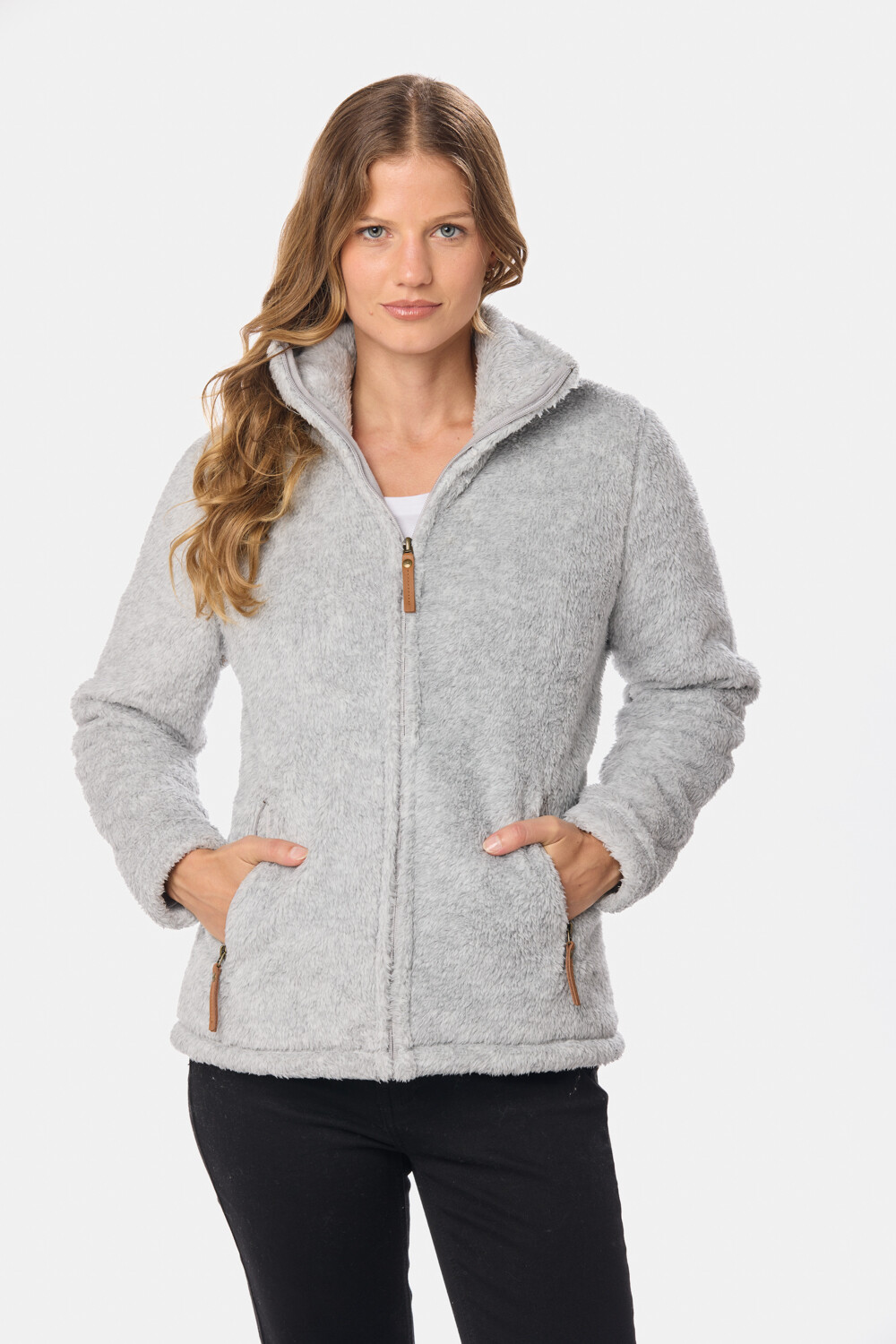 CAMPERA TEJIDA DE SHERPA Gris