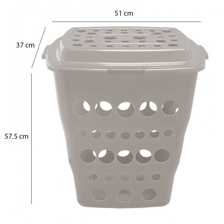 Cesto Canasto Ropa Calado Plástico con Tapa Paramount 55Lt Beige
