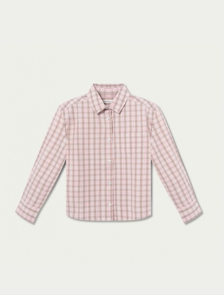 CAMISA DE CUADROS MANGA LARGA ROSADO