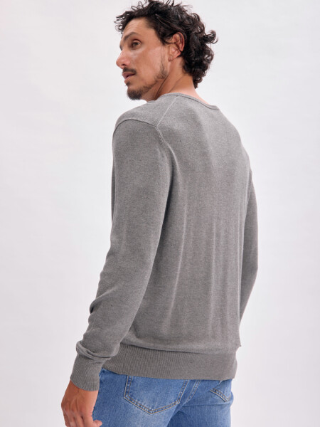 Buzo punto cuello a la base Gris