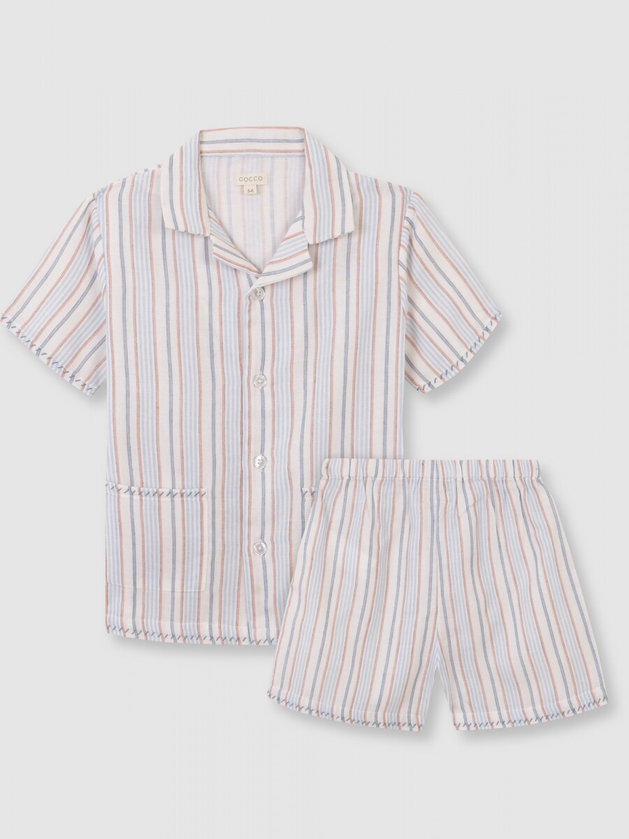 Pijama De Rayas Rosa