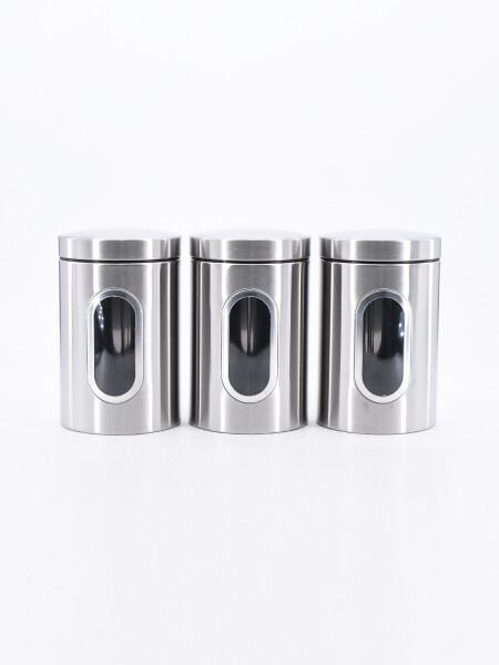FRASCOS DE ALMACENAJE SET 3 PCS PLATEADO