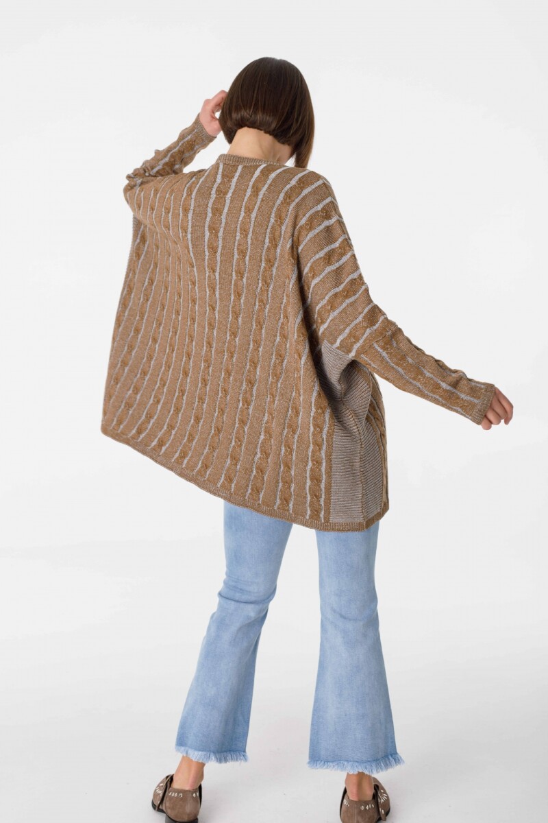 Sweater Oceano Celeste/Camel