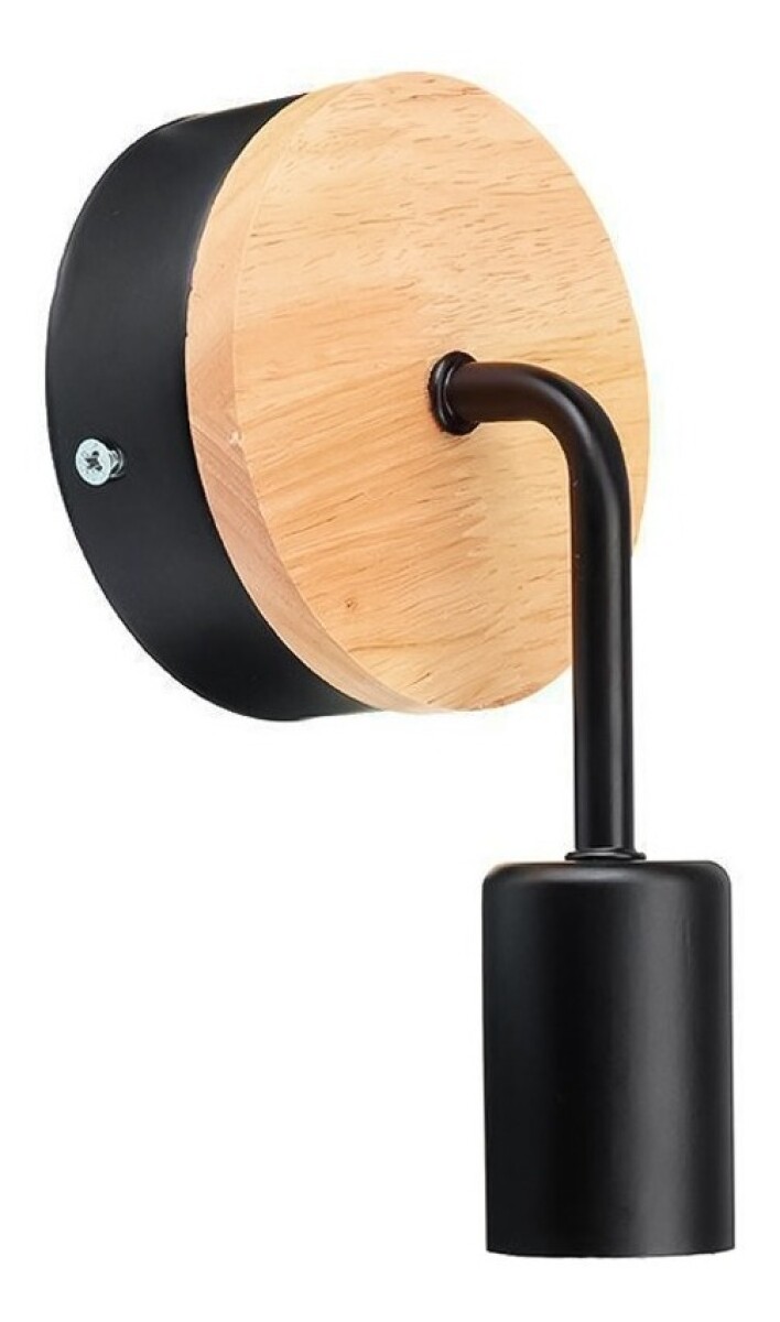 Aplique Pared Nordico Metal Madera Vintage - Negro 