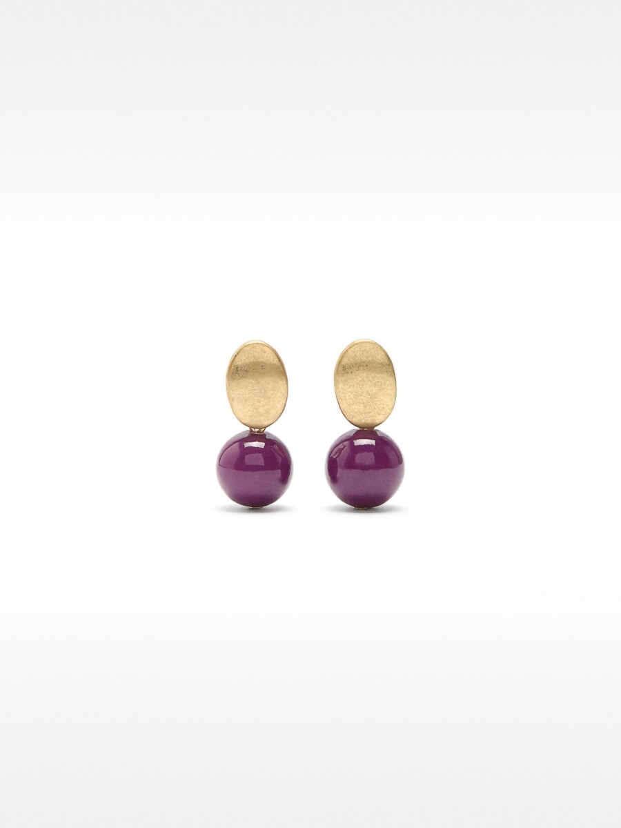 Pendientes Cortos Con Resina violeta