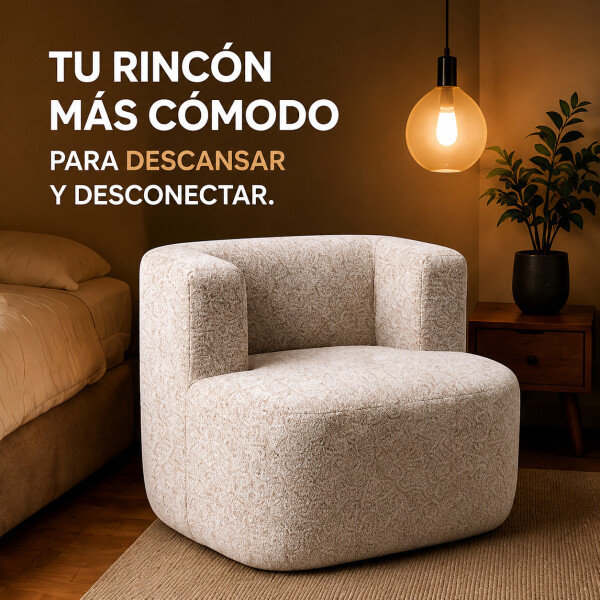 Sillón Puff ComboHome Kumo Redondo Corderito Diseño Premium Blanco 1