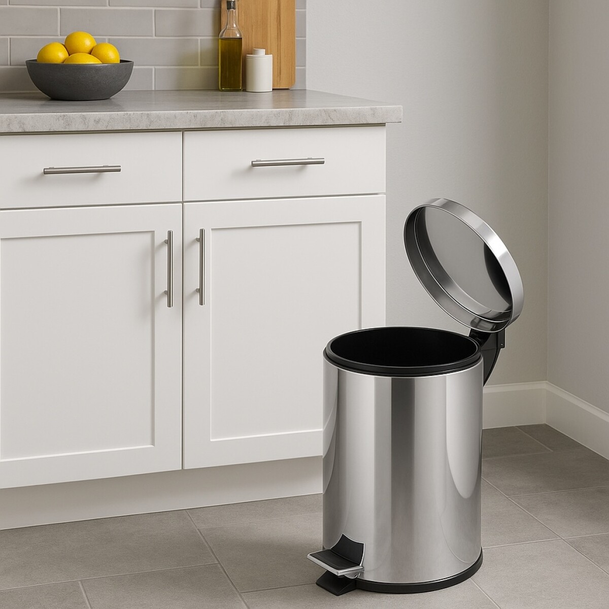 PAPELERA TACHO ACERO INOXIDABLE TRAMONTINA 3LTS - PLATEADO 