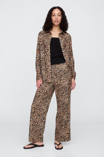 Pantalón De Lino Mujer Leopard