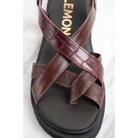 Sandalia Cuero Combinada Bordeaux