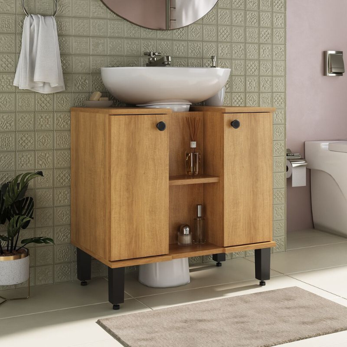 MUEBLE DE BAÑO PARA LAVATORIO 60 CM - MIEL 