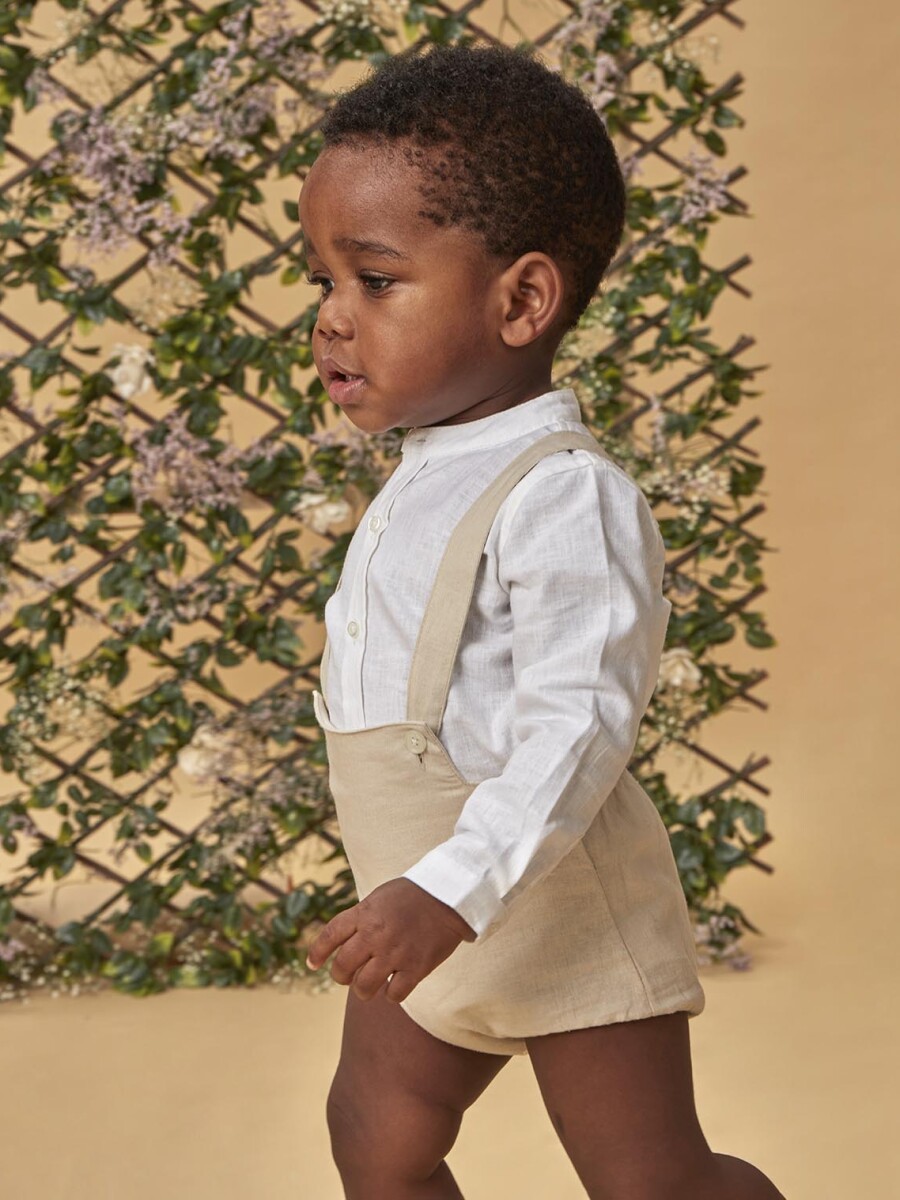 Bombacho De Lino Con Tirantes Marron