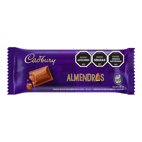 Tableta CADBURY ALMENDRAS 82G (sin gluten) AZUL