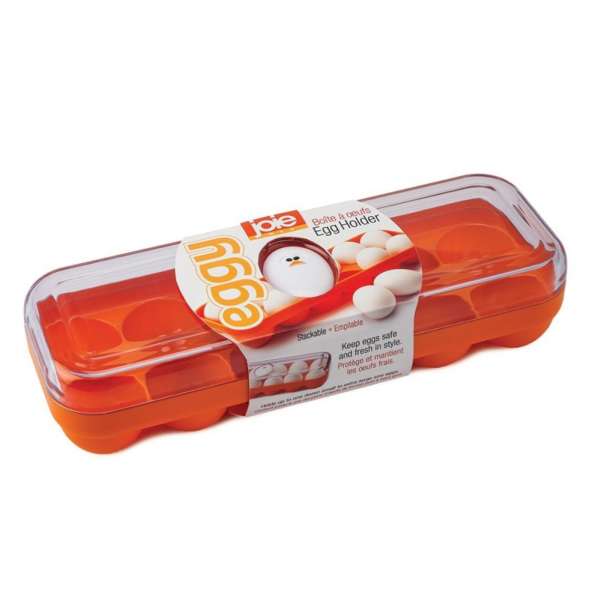 Huevera de Plástico con Tapa para Docena de Huevos Joie - Naranja 