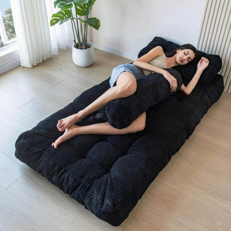 Sofá Sillón Cama Plegable Cloudnest + Almohada Living Negro