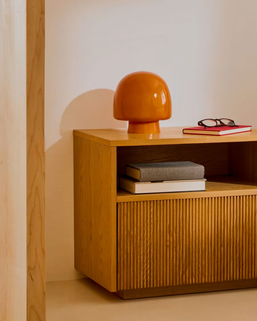 Lámpara de mesa Reig de cristal naranja