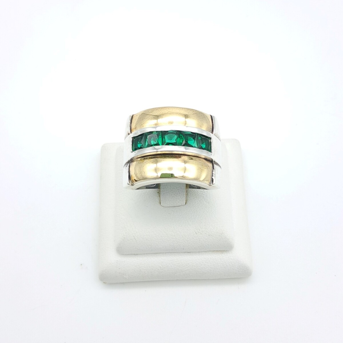 Anillo de plata 925, double en oro 18 ktes y circonias. 