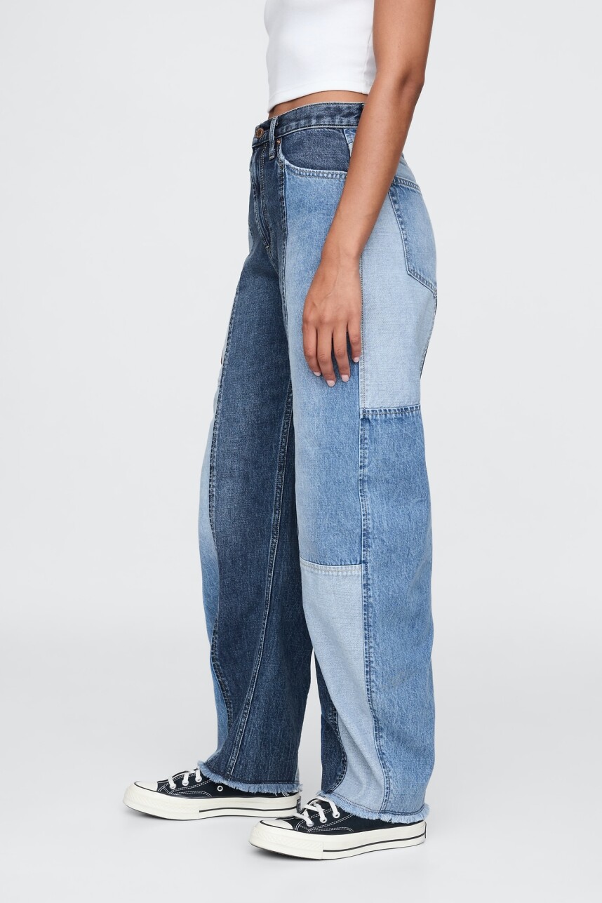 Jean Fast Barrel 2 Tonos Tiro Alto Mujer Medium Indigo 15