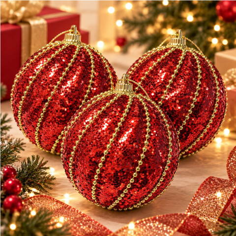 Esfera de Navidad Roja x3 Esfera de Navidad Roja x3