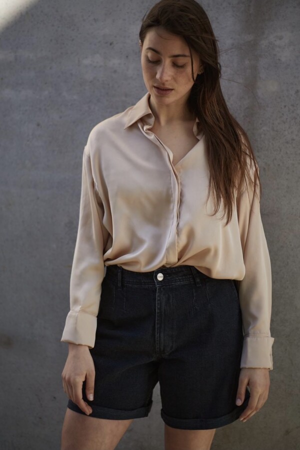 Blusa Seda Juliana Oversize Nude