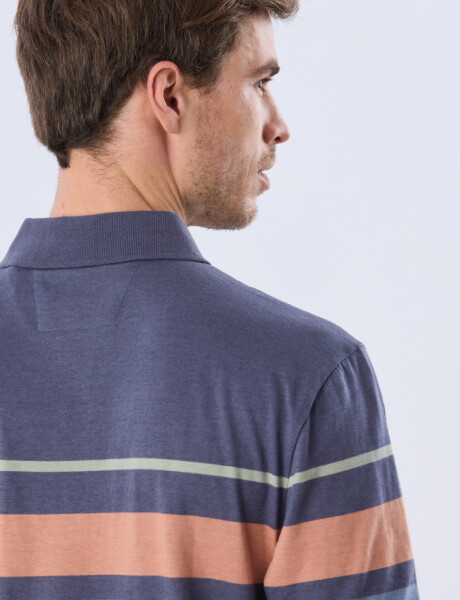 REMERA POLO RAYADA JERSEY Azul