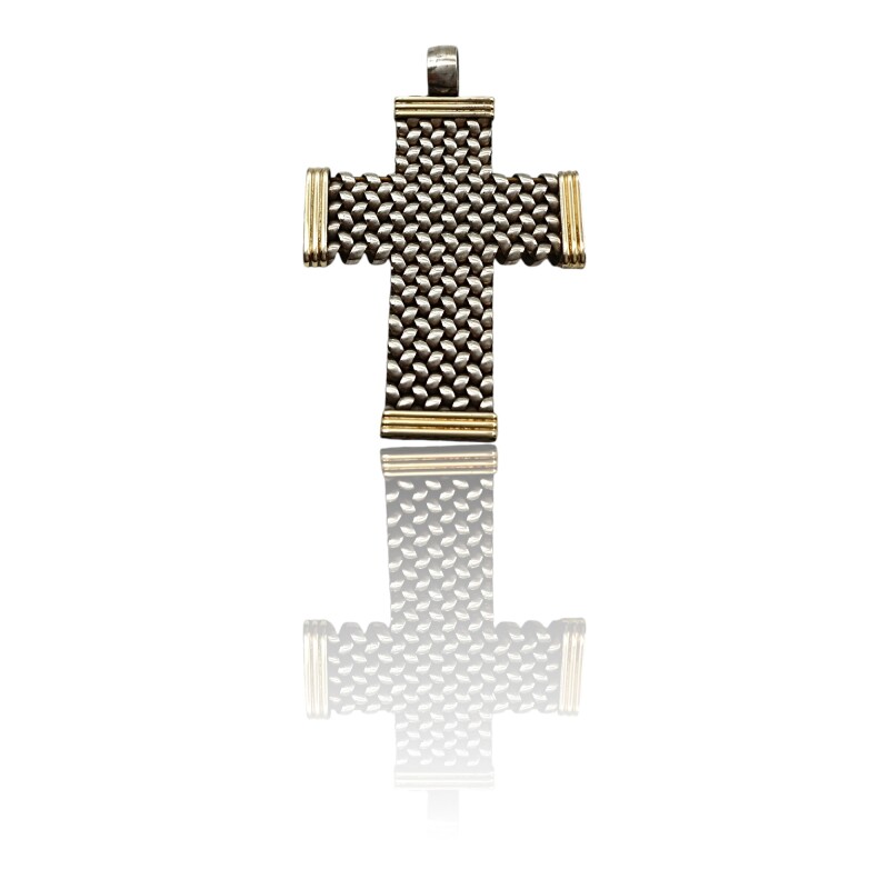 Dije Cruz Espiga-Plata 925 y Oro-Sin Piedra-CP5315 sinpiedra