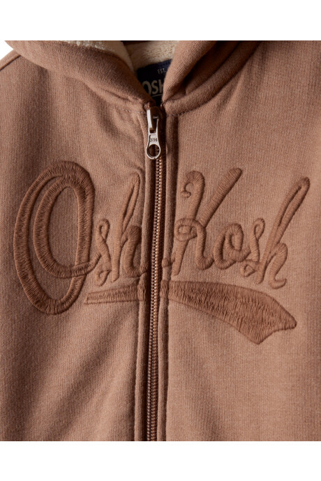 Campera de algodón, con forro polar y logo Sin color