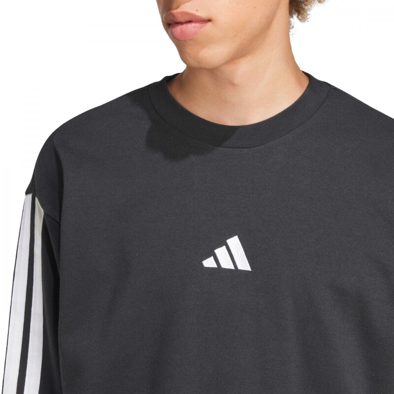 Abrigo Essentials French Terry 3-Stripes de Hombre Negro