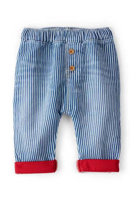 Pantalón con bolsillo oso y diseño a rayas Sin color