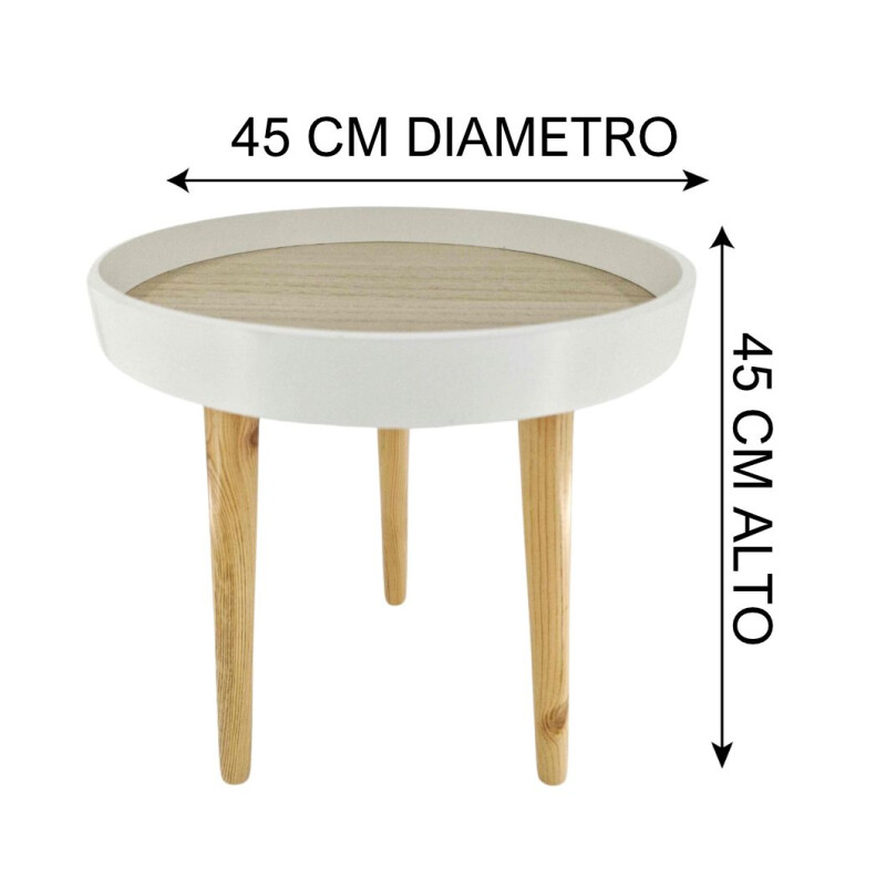 Mesa Auxiliar Redonda con Borde - Blanco Mesa Auxiliar Redonda con Borde - Blanco