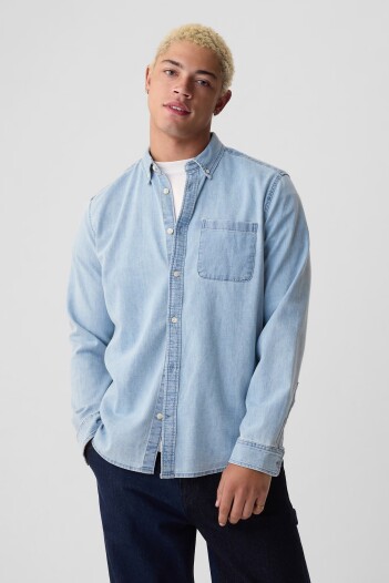 Camisa De Jean Hombre Light Indigo 6