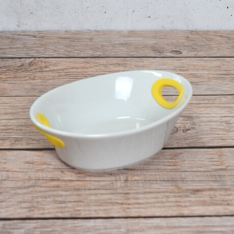 BOWL OVAL DE CERAMICA BLANCA CON ASAS SILICONA BOWL OVAL DE CERAMICA BLANCA CON ASAS SILICONA