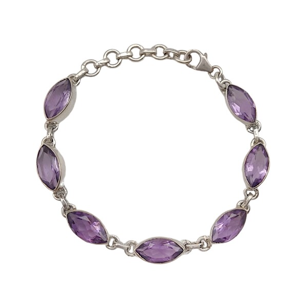Pulsera Almendra-Plata 925-Piedra amatista-PU3416 conpiedra