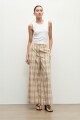 Pantalon wide leg escoces beige
