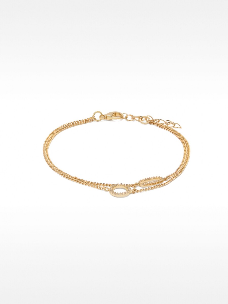 Pulsera Doble De Aros Con Circonitas dorado