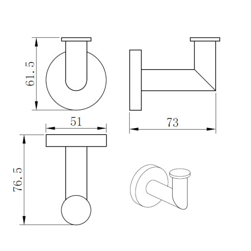 PERCHA CROMADA METALICA MODENA CROMO MATE DE BAÑO CROMO